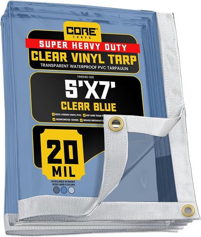 Core Tarps 30 Mil Extreme Heavy Duty Clear Tarp with Gromments - 8x10ft Super Clear Tarps Heavy Duty Waterproof Vinyl Tarpaulin, Transparent Tarp for Outdoor, Camping & Construction, Clear in Saudi Arabia