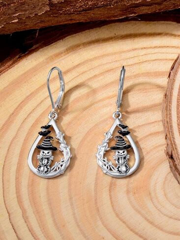 925 Sterling Silver Halloween Earrings Black Cat Pumpkin Skeleton Leverback Earrings Gothic Halloween Jewelry for Women in Saudi Arabia