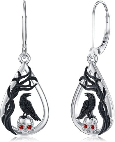925 Sterling Silver Halloween Earrings Black Cat Pumpkin Skeleton Leverback Earrings Gothic Halloween Jewelry for Women in Saudi Arabia