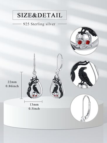 925 Sterling Silver Halloween Earrings Black Cat Pumpkin Skeleton Leverback Earrings Gothic Halloween Jewelry for Women in Saudi Arabia