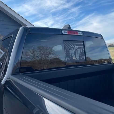 for Jeep Gladiator JT 2020-2025 Rear Middle Window American Flag Bigfoot Decal, Matte Black USA Flag Sasquatch Vinyl Sticker Patriotic Rear Window Truck Accessory in Saudi Arabia