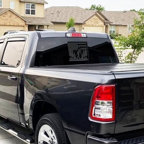 for Jeep Gladiator JT 2020-2025 Rear Middle Window American Flag Bigfoot Decal, Matte Black USA Flag Sasquatch Vinyl Sticker Patriotic Rear Window Truck Accessory in Saudi Arabia