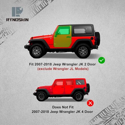 لوحات الجري RYNOSKIN تناسب 2007-2018 Jeep Wrangler JK ببابين للخدمة الشاقة على الطرق الوعرة وخطوات جانبية من الفولاذ وقضبان Nerf وقضبان خطوة وملمس ثقيل باللون الأسود in Kuwait