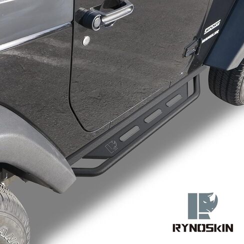 لوحات الجري RYNOSKIN تناسب 2007-2018 Jeep Wrangler JK ببابين للخدمة الشاقة على الطرق الوعرة وخطوات جانبية من الفولاذ وقضبان Nerf وقضبان خطوة وملمس ثقيل باللون الأسود in Kuwait