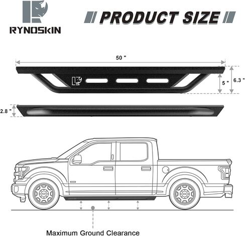 لوحات الجري RYNOSKIN تناسب 2007-2018 Jeep Wrangler JK ببابين للخدمة الشاقة على الطرق الوعرة وخطوات جانبية من الفولاذ وقضبان Nerf وقضبان خطوة وملمس ثقيل باللون الأسود in Kuwait