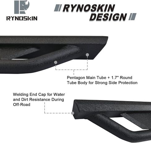 لوحات الجري RYNOSKIN تناسب 2007-2018 Jeep Wrangler JK ببابين للخدمة الشاقة على الطرق الوعرة وخطوات جانبية من الفولاذ وقضبان Nerf وقضبان خطوة وملمس ثقيل باللون الأسود in Kuwait