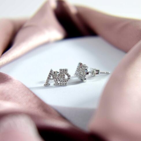 Sorority Shop Sigma Delta Tau Earrings — White Gold Plated Stud Earrings, Long-Lasting Sigma Delta Tau Sorority Gifts for Women in Saudi Arabia