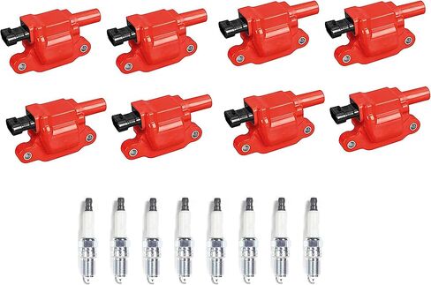 ENA 8 Red Square Ignition Coil Pack with Platinum Spark Plug Compatible with Chevrolet GMC Buick Tahoe Colorado Impala Canyon Envoy Allure Rainier Express 2007 2008 2009 2010 2011 2012 2013 2014 2015 in Saudi Arabia