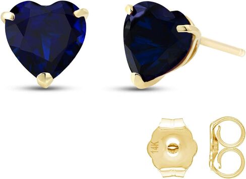 Galaxy Gold GG 14k Solid White, Yellow, Rose Gold Stud Earrings with 3.1 Carat (CTW) Heart Natural Blue Sapphire 4334 in Saudi Arabia