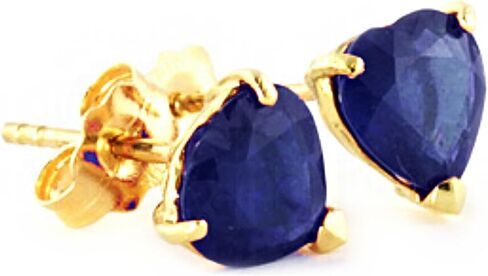 Galaxy Gold GG 14k Solid White, Yellow, Rose Gold Stud Earrings with 3.1 Carat (CTW) Heart Natural Blue Sapphire 4334 in Saudi Arabia