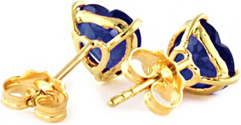 Galaxy Gold GG 14k Solid White, Yellow, Rose Gold Stud Earrings with 3.1 Carat (CTW) Heart Natural Blue Sapphire 4334 in Saudi Arabia