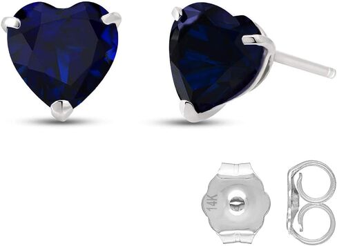 Galaxy Gold GG 14k Solid White, Yellow, Rose Gold Stud Earrings with 3.1 Carat (CTW) Heart Natural Blue Sapphire 4334 in Saudi Arabia