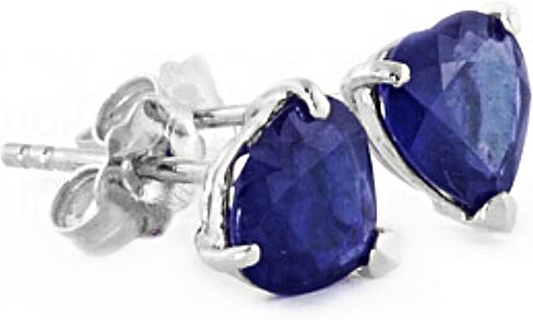 Galaxy Gold GG 14k Solid White, Yellow, Rose Gold Stud Earrings with 3.1 Carat (CTW) Heart Natural Blue Sapphire 4334 in Saudi Arabia