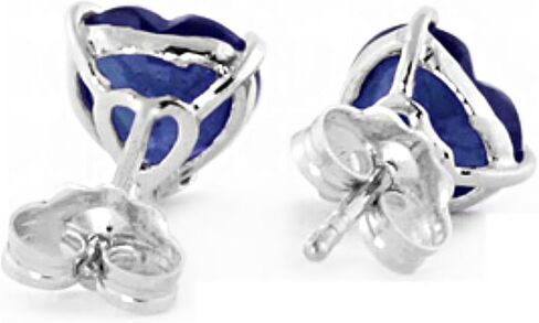 Galaxy Gold GG 14k Solid White, Yellow, Rose Gold Stud Earrings with 3.1 Carat (CTW) Heart Natural Blue Sapphire 4334 in Saudi Arabia