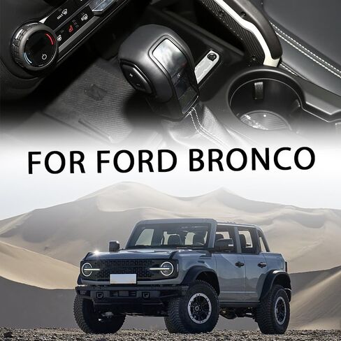 مقبض ذراع ناقل الحركة من ألياف الكربون الجافة من Jogon لسيارة Ford Bronco Raptor Big Bend Outer Banks Badlands Everglades Wildtrak 2021 2022 2023 2024 غطاء مقبض ناقل الحركة لوحدة التحكم المركزية (لامع CF) in Kuwait