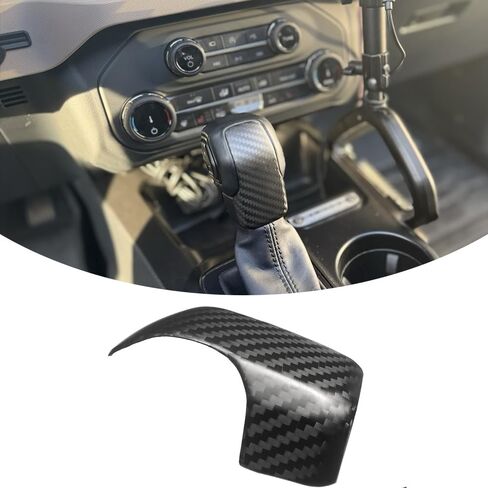 مقبض ذراع ناقل الحركة من ألياف الكربون الجافة من Jogon لسيارة Ford Bronco Raptor Big Bend Outer Banks Badlands Everglades Wildtrak 2021 2022 2023 2024 غطاء مقبض ناقل الحركة لوحدة التحكم المركزية (لامع CF) in Kuwait