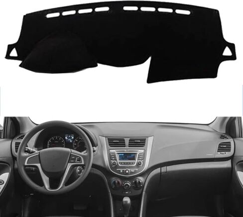 مناسب لسيارة Hyundai Accent 2012-2017، غطاء لوحة قيادة السيارة، غطاء لوحة القيادة غير قابل للانزلاق، حصيرة غطاء لوحة القيادة السوداء، ملحقات السيارة in Saudi Arabia