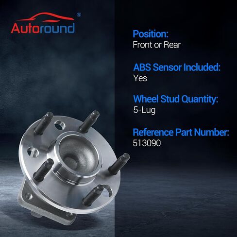 Autoround 513090 Front/Rear Wheel Bearing and Hub Assembly Compatible with Chevrolet Camaro 1993-2002 S10 1997-1998, Pontiac Firebird 1993-2002, Avanti II 2001-2004, 5-Lug w/ABS, Set of 2 in Saudi Arabia