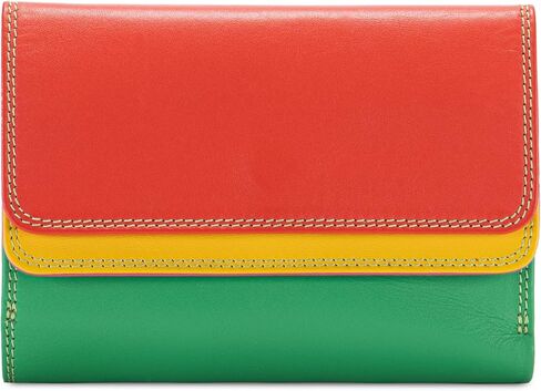 mywalit Double-Flap Wallet Leather Purse | 6 Credit Card Slots | ID Window, Coin Pockets & Pen | Sangria Multi | Classy & Compact Accessory for Men & Women | Perfect for Everyday Use in Kuwait
