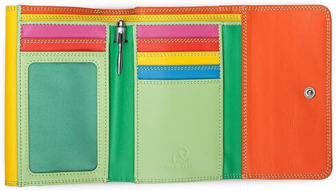 mywalit Double-Flap Wallet Leather Purse | 6 Credit Card Slots | ID Window, Coin Pockets & Pen | Sangria Multi | Classy & Compact Accessory for Men & Women | Perfect for Everyday Use in Kuwait