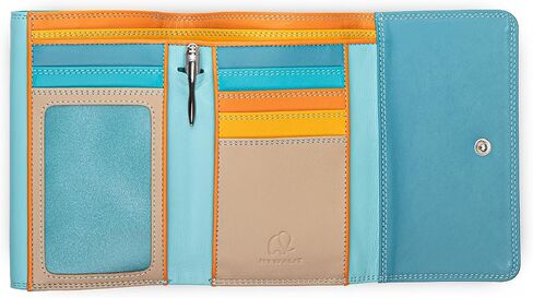 mywalit Double-Flap Wallet Leather Purse | 6 Credit Card Slots | ID Window, Coin Pockets & Pen | Sangria Multi | Classy & Compact Accessory for Men & Women | Perfect for Everyday Use in Kuwait