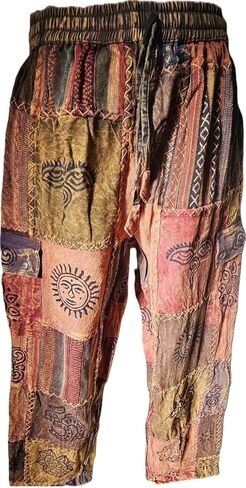 Karma Handicrafts Unisex Patchwork Cotton Trouser Hippy Boho Combat Wide Festival Pant S60 in Saudi Arabia