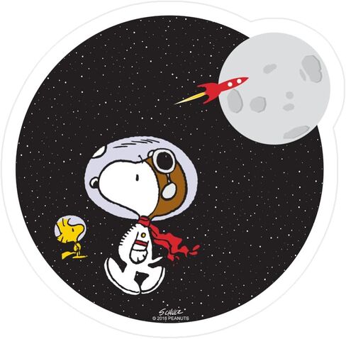 ملصق CafePress Space Snoopy صغير مقطوع بالقالب، 3 × 4 بوصة، لمسة نهائية غير لامعة in Saudi Arabia