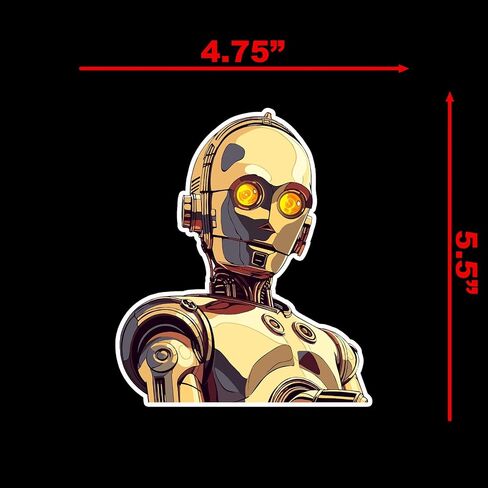 ملصق SW C3PO Droid للكمبيوتر المحمول للسيارة مقاس 4.75 بوصة × 5.5 بوصة (اللون) in Kuwait