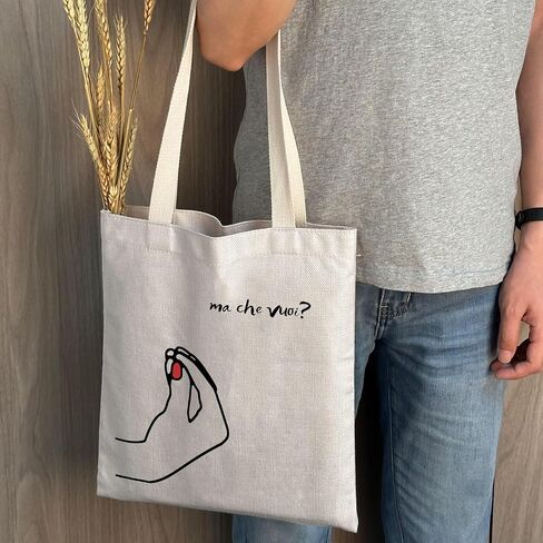 MAOFAED لفتة اليد الإيطالية Ma Che Vuoi ماذا تريد حمل حقيبة هدية إيطالية مضحكة حقيبة كتف حقيبة يد in Saudi Arabia