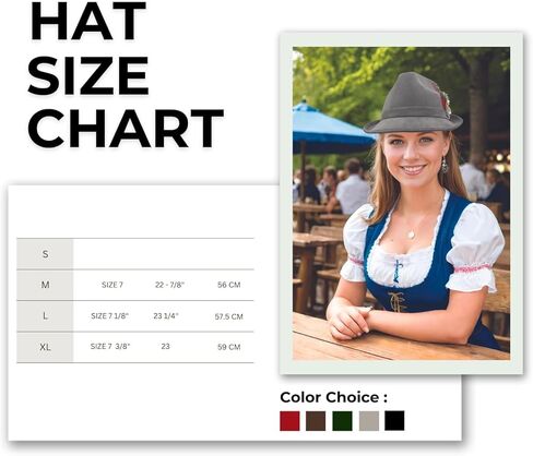 قبعة ألمانية للجنسين - طراز ألماني بحافة واسعة وريش جبال الألب الكلاسيكي | قبعة جبال الألب | فيدورا in Kuwait