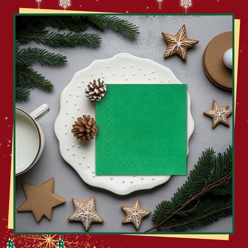Teling 100 Pcs Christmas Paper Napkins Disposable Red Green Napkins for Christmas Holidays Wedding Home Luncheon Reception Tea Party Dining Supplies Xmas Party Decorations in Saudi Arabia