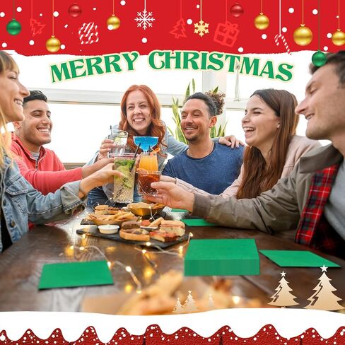 Teling 100 Pcs Christmas Paper Napkins Disposable Red Green Napkins for Christmas Holidays Wedding Home Luncheon Reception Tea Party Dining Supplies Xmas Party Decorations in Saudi Arabia