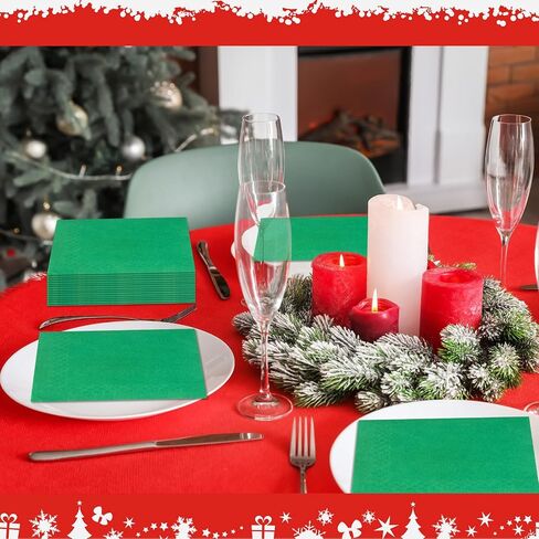 Teling 100 Pcs Christmas Paper Napkins Disposable Red Green Napkins for Christmas Holidays Wedding Home Luncheon Reception Tea Party Dining Supplies Xmas Party Decorations in Saudi Arabia