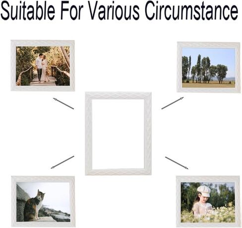 Graceful Diamond Pattern Picture Frame for Tabletop and Wall Display Modern Photo Holder for Home Décor(White 4x6in) in Saudi Arabia