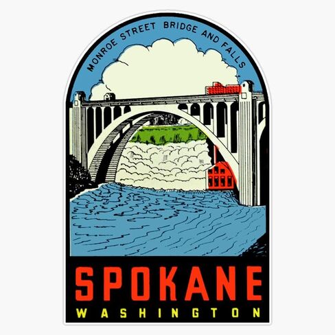 MAGNET Spokane واشنطن خمر السفر صائق المغناطيسي ملصق فينيل صائق المغناطيس 5" in Saudi Arabia