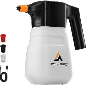 AWAKENING 2L Electric Foam Sprayer Car Wash, 68oz Cordless Battery Foam Sprayer with Rechargeable Design, 52PSI Portable Electric Foam Cannon for Auto Detailing & Garden (White) in Saudi Arabia