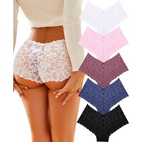 Sexy Underwear Panties for Women Cheeky V Waist Lace Boyshorts Plus Size Underwear Women 5 Pack in Kuwait