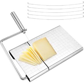 Cheese Slicer Cutter, Stainless Steel Cheese Cutter Board with Blade for Block Cheese, Vegetable, Guillotine Sausage Ham Biltong Jerky Multipurpose Slicer (Cheese Board Slicer) in Kuwait