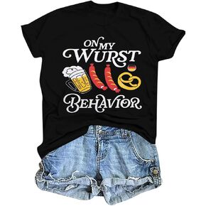 German Oktoberfest Shirt Women Funny Oktoberfest Group Shirts Let's Get Schnitzel Faced Short Sleeve Tee Tops in Saudi Arabia