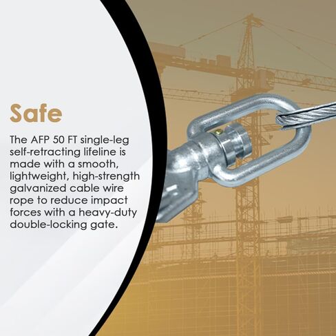 AFP Demon 30 FT Single Leg Self-Retracting Lifeline Cable Retractable | Steel Locking Snap Hook | Safety Yoyo | Fall Protection Arrest Limiter | Construction Industrial | OSHA & ANSI Rated SRL in Kuwait