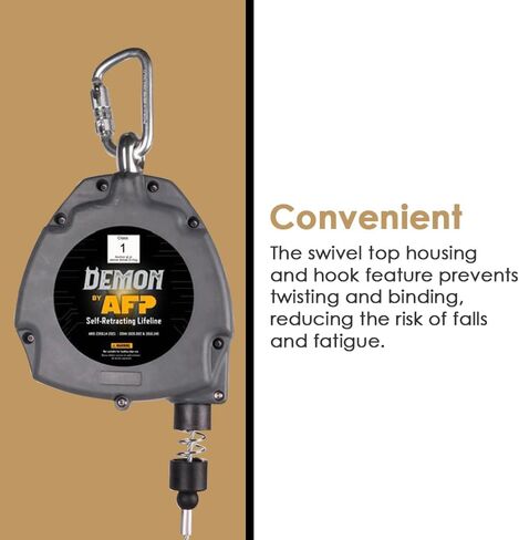 AFP Demon 30 FT Single Leg Self-Retracting Lifeline Cable Retractable | Steel Locking Snap Hook | Safety Yoyo | Fall Protection Arrest Limiter | Construction Industrial | OSHA & ANSI Rated SRL in Kuwait