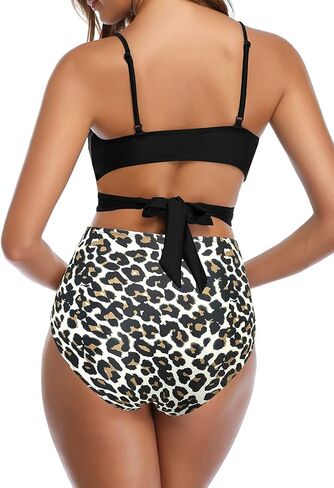 مجموعة بيكيني نسائية من SHEKINI لباس سباحة ملتف متقاطع، بدلة سباحة عالية الخصر مكونة من قطعتين in Kuwait