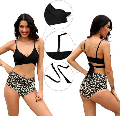 مجموعة بيكيني نسائية من SHEKINI لباس سباحة ملتف متقاطع، بدلة سباحة عالية الخصر مكونة من قطعتين in Kuwait