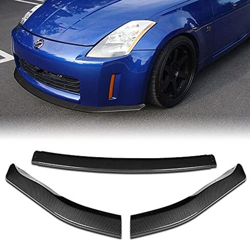 EPARTS 3 Pieces Style Front Bumper Lip Spoiler Splitter Chin Side Body Kit Trim Protection Compatible with 2003-2005 Nissan 350Z Z33 (Painted Carbon Fiber Style) in Saudi Arabia