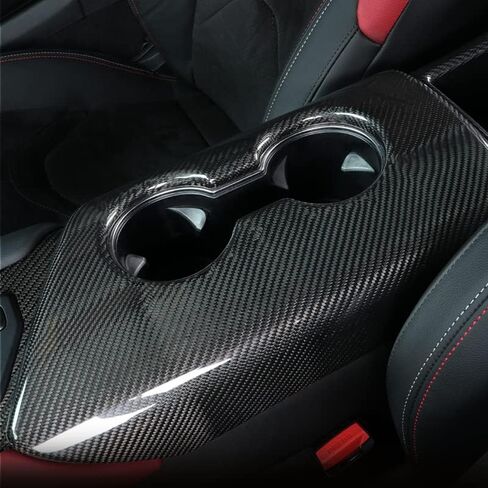 ملصقات غطاء صندوق مسند ذراع التحكم المركزي من ألياف الكربون الحقيقية من JSWAN لسيارة Toyota GR Supra A90 غطاء تخزين مسند ذراع التحكم المركزي ملحقات السيارة الداخلية (نمط-1 للمحرك الأيسر) in Kuwait