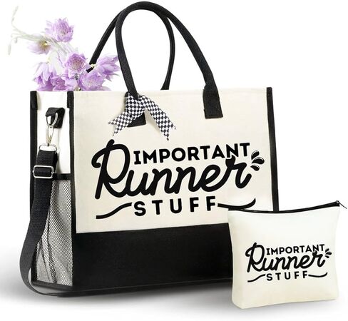 InnoBeta Runner Gifts Canvas Tote Bag with Top Zipper Closure and Shoulder Strap for Birthday, Mother's Day, Christmas in Saudi Arabia