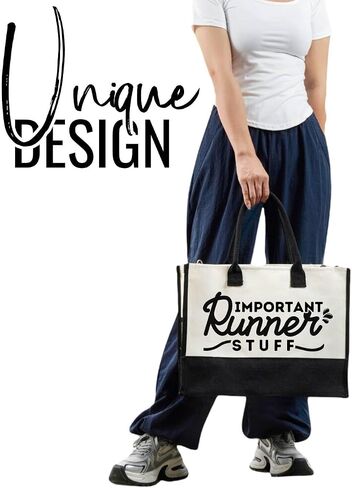 InnoBeta Runner Gifts Canvas Tote Bag with Top Zipper Closure and Shoulder Strap for Birthday, Mother's Day, Christmas in Saudi Arabia