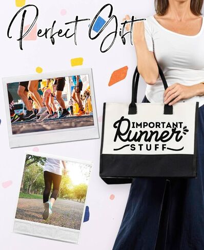 InnoBeta Runner Gifts Canvas Tote Bag with Top Zipper Closure and Shoulder Strap for Birthday, Mother's Day, Christmas in Saudi Arabia