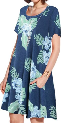 JollieLovin Plus Size Summer T-Shirt Casual Dresses for Curvy Women Flowy Swing in Kuwait