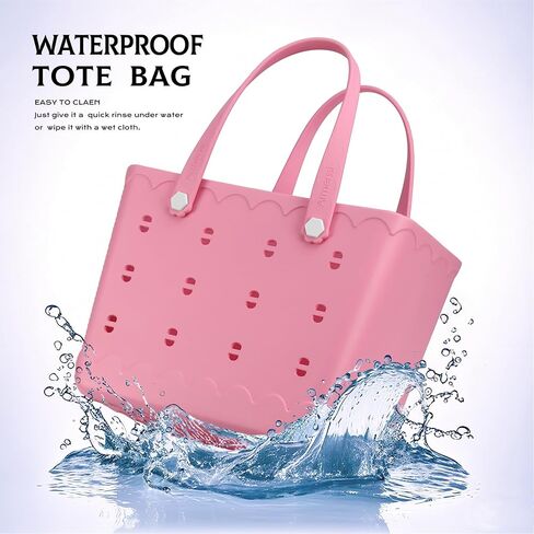 حقيبة شاطئ مطاطية من سيماني مقاس XL متوسطة الحجم، حقيبة مطاطية مقاومة للماء للنساء، حقيبة حمل من السيليكون EVA قابلة للغسل للسباحة والسفر في حمام السباحة in Kuwait